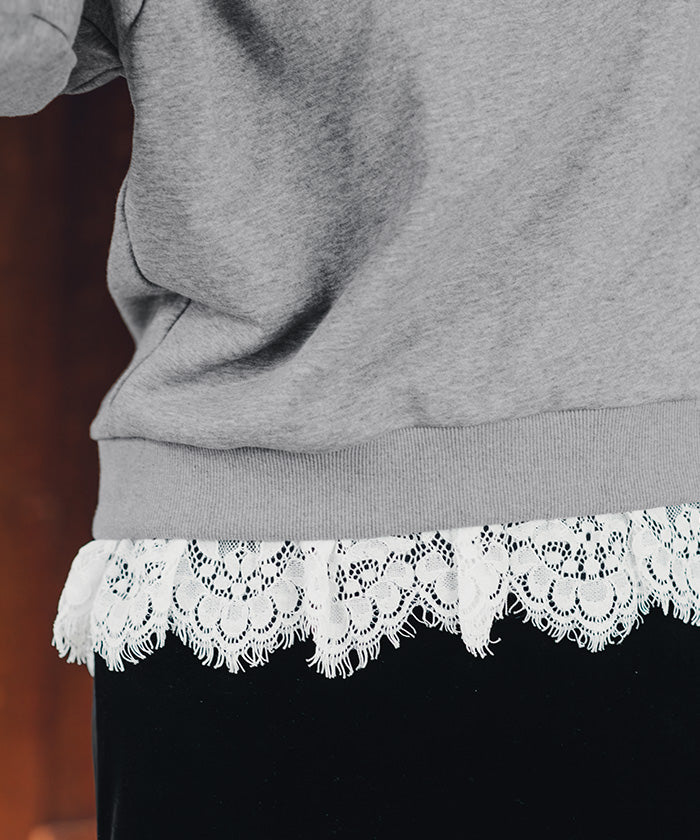 ティティベイト titivate レースドッキングデザインスウェット （ダークベージュ） ダークベージュ