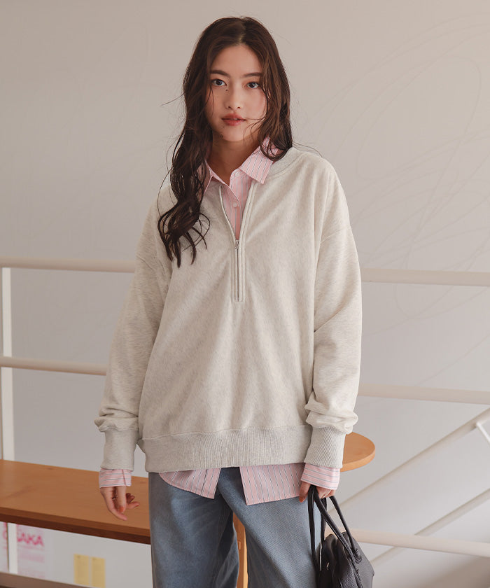 ティティベイト titivate フロントジップゆるっとスウェットプルオーバー （ネイビー） ネイビー