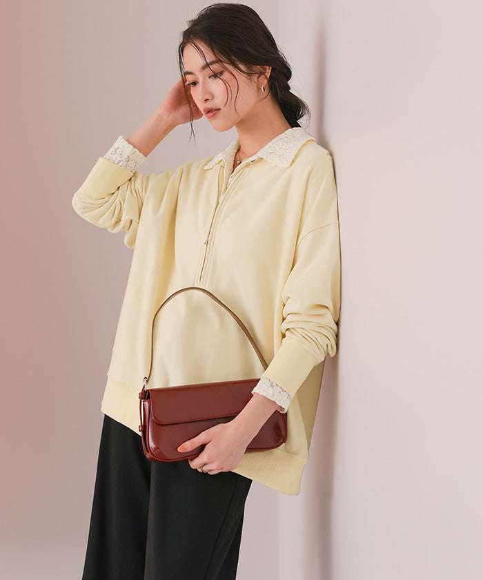 ティティベイト titivate フロントジップゆるっとスウェットプルオーバー （ネイビー） ネイビー