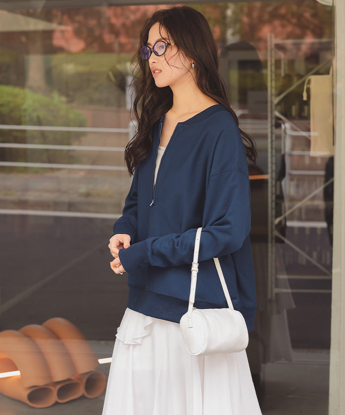 ティティベイト titivate フロントジップゆるっとスウェットプルオーバー （グレー） グレー