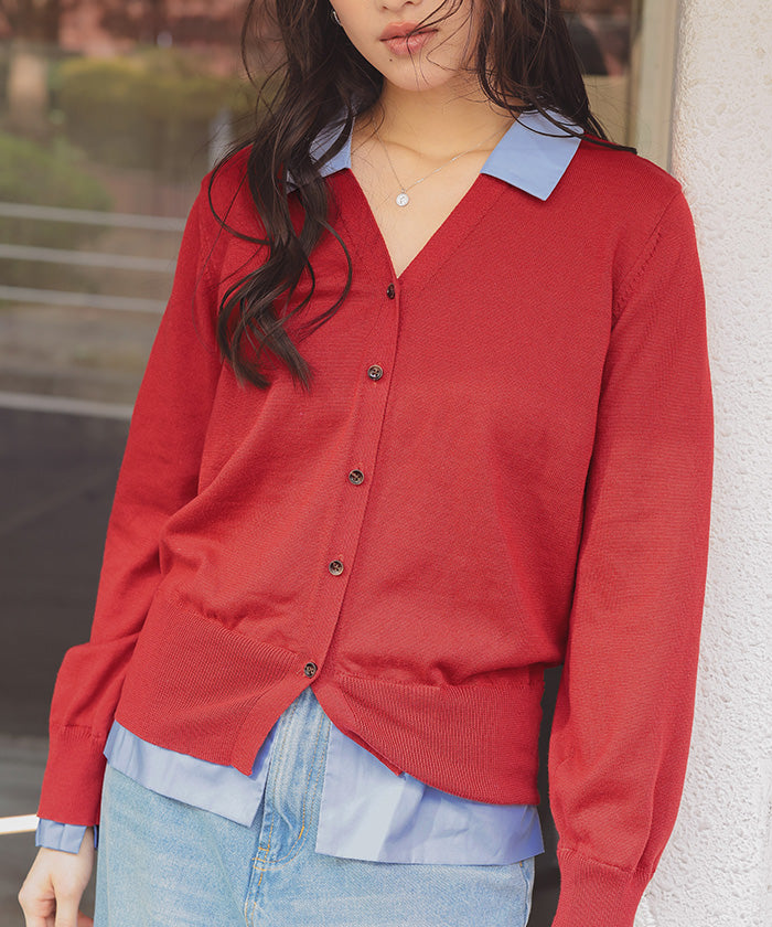 ティティベイト titivate シャツドッキングニットカーディガン （ネイビー） ネイビー