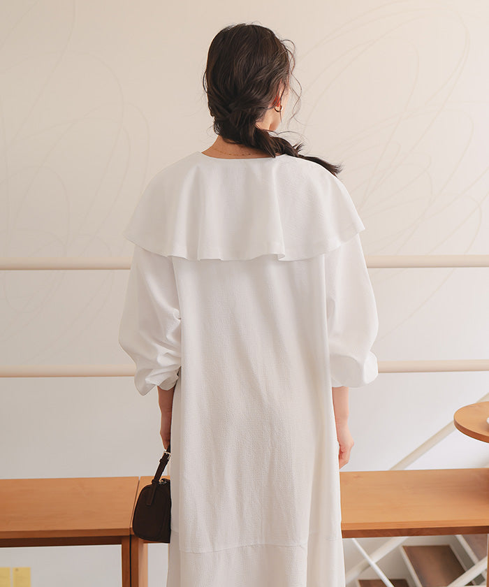 ティティベイト titivate ビッグカラーマーメイドシルエットワンピース （オフホワイト） オフホワイト