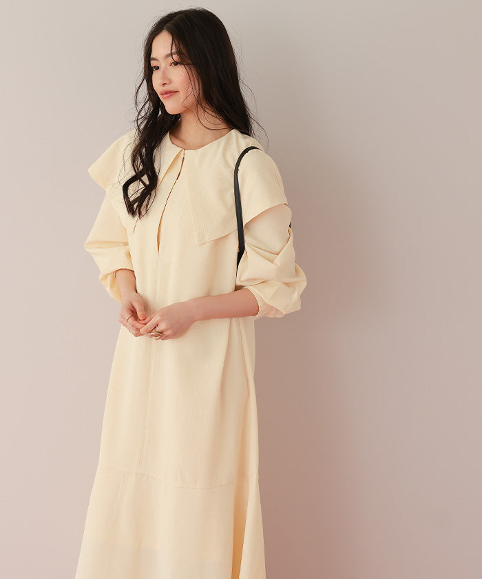 ティティベイト titivate ビッグカラーマーメイドシルエットワンピース （オフホワイト） オフホワイト