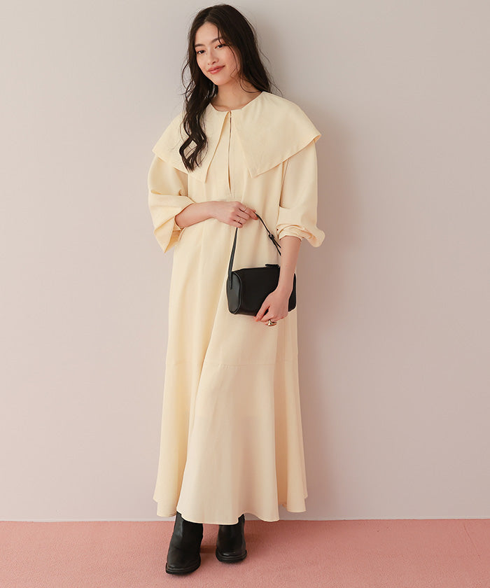 ティティベイト titivate ビッグカラーマーメイドシルエットワンピース （オフホワイト） オフホワイト