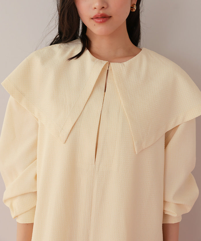 ティティベイト titivate ビッグカラーマーメイドシルエットワンピース （オフホワイト） オフホワイト