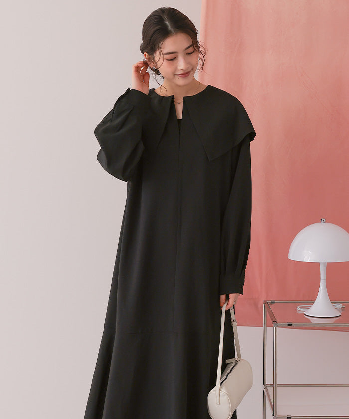 ティティベイト titivate ビッグカラーマーメイドシルエットワンピース （オフホワイト） オフホワイト