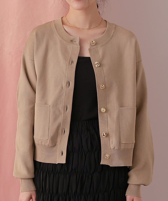 ティティベイト titivate デザイン釦ポケットニットカーディガン （ラベンダー） ラベンダー