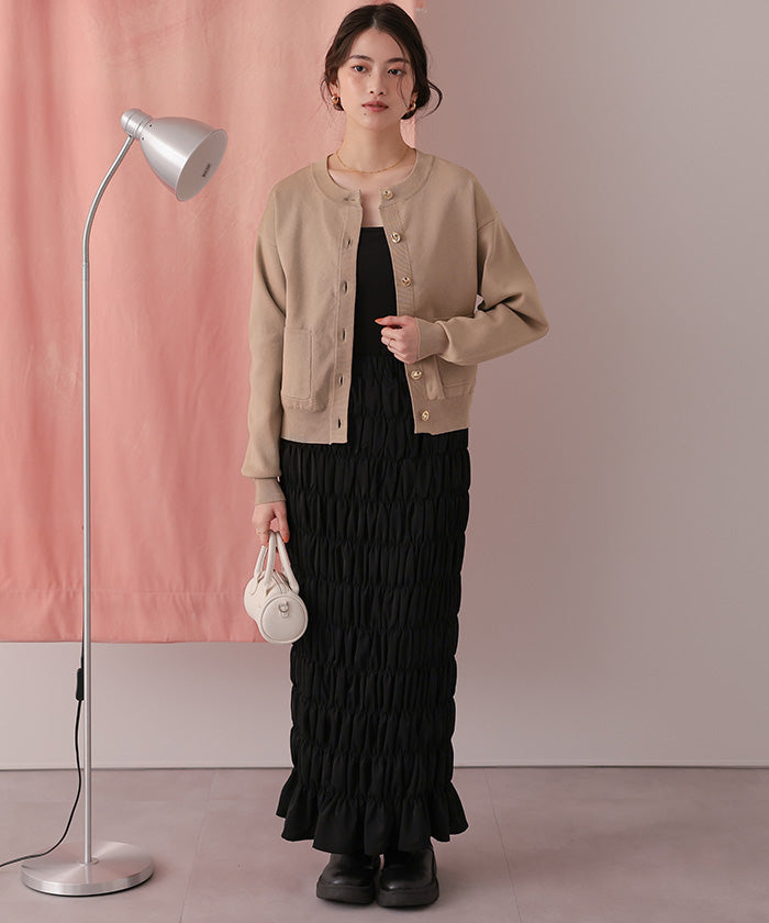 ティティベイト titivate デザイン釦ポケットニットカーディガン （ラベンダー） ラベンダー