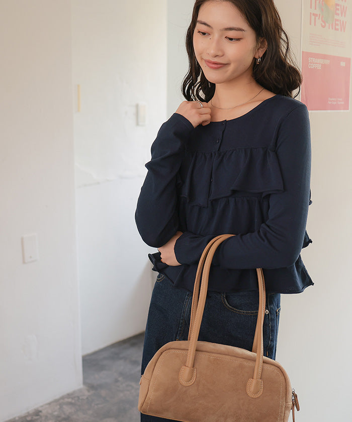 ティティベイト titivate ティアードフリルニットカーディガン/トップス （杢グレー） 杢グレー