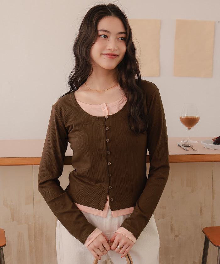 ティティベイト titivate レイヤード風リブカットソートップス （ブラック） ブラック