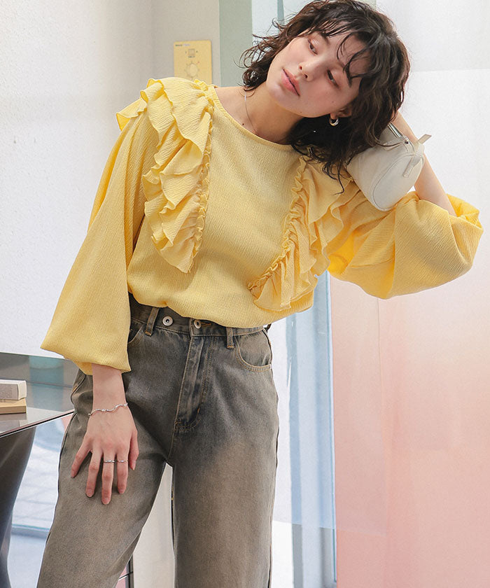 ティティベイト titivate 楊柳フリルブラウス （イエロー） イエロー