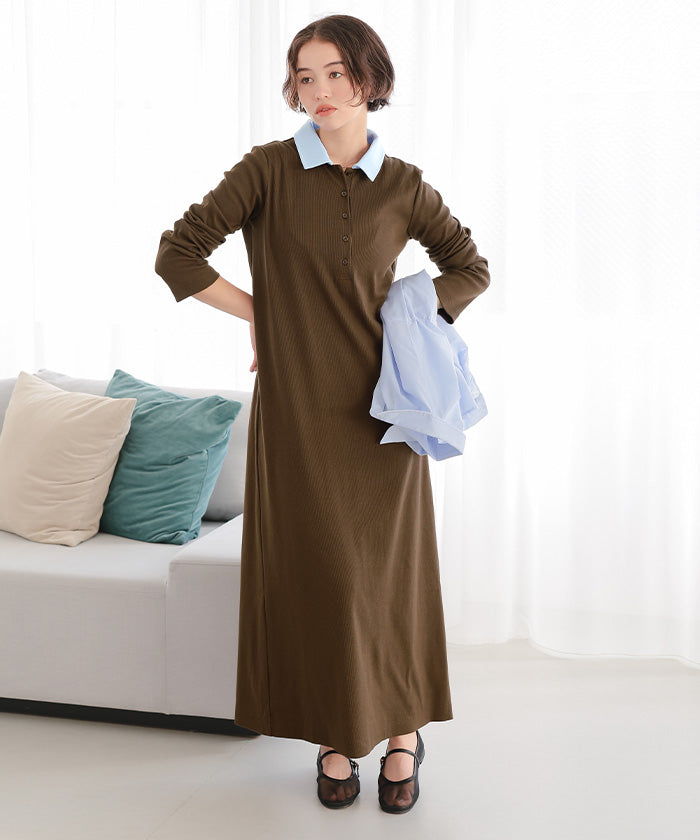 ティティベイト titivate ポロシャツリブワンピース （チャコール） チャコール