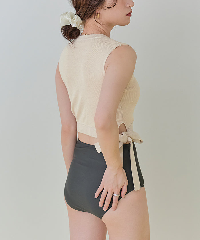 ティティベイト titivate サイドリボンニット×ハイウエストビキニ/水着【返品不可商品】