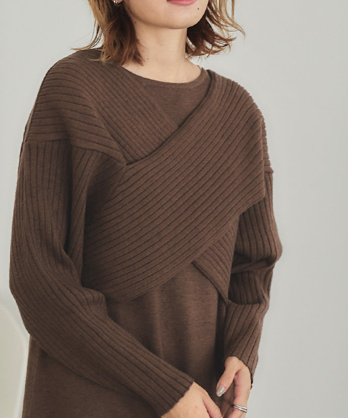 ティティベイト titivate デザインニットレイヤードワンピース （グレージュ） グレージュ