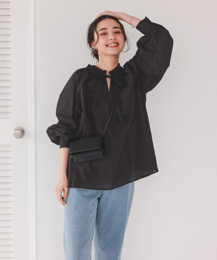 ティティベイト titivate リボン付きAラインギャザーブラウス