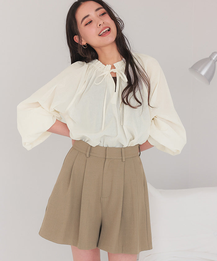 ティティベイト titivate リボン付きAラインギャザーブラウス