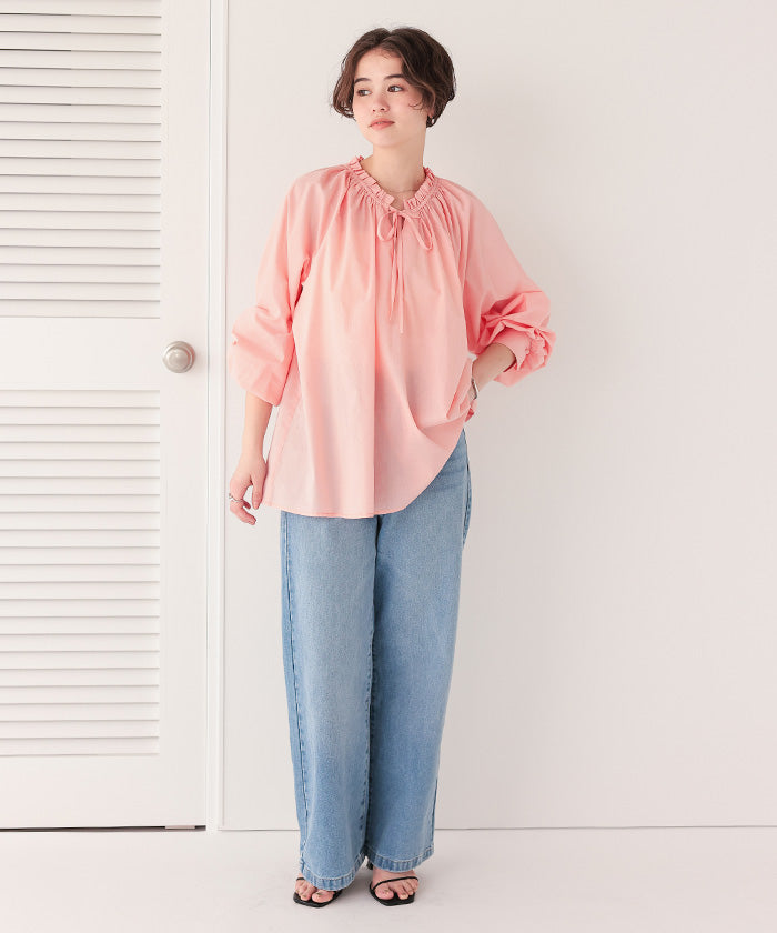 ティティベイト titivate リボン付きAラインギャザーブラウス