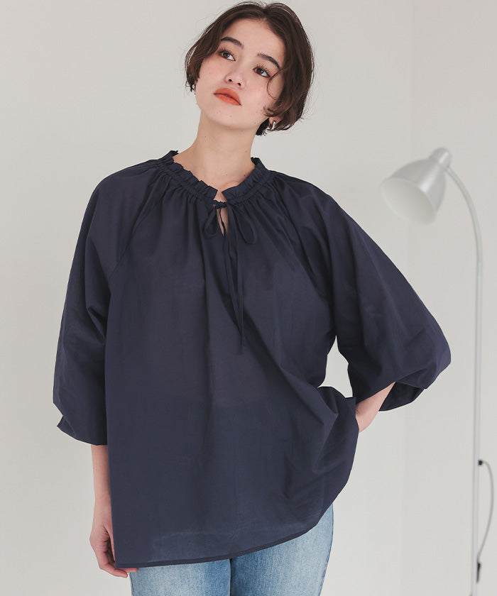 ティティベイト titivate リボン付きAラインギャザーブラウス