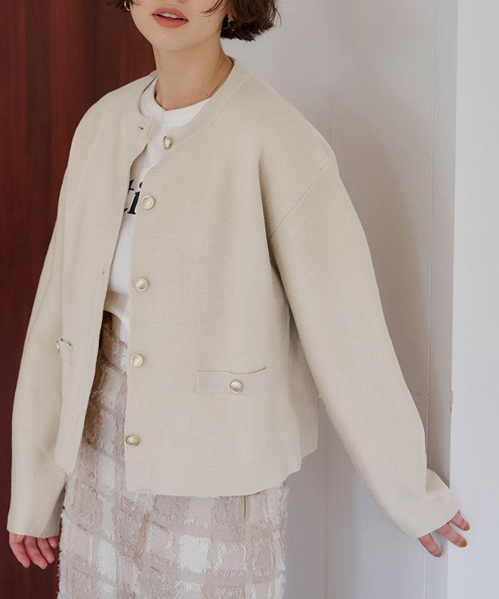 ティティベイト titivate ゴールド釦ニットカーディガン （ライトベージュ） ライトベージュ