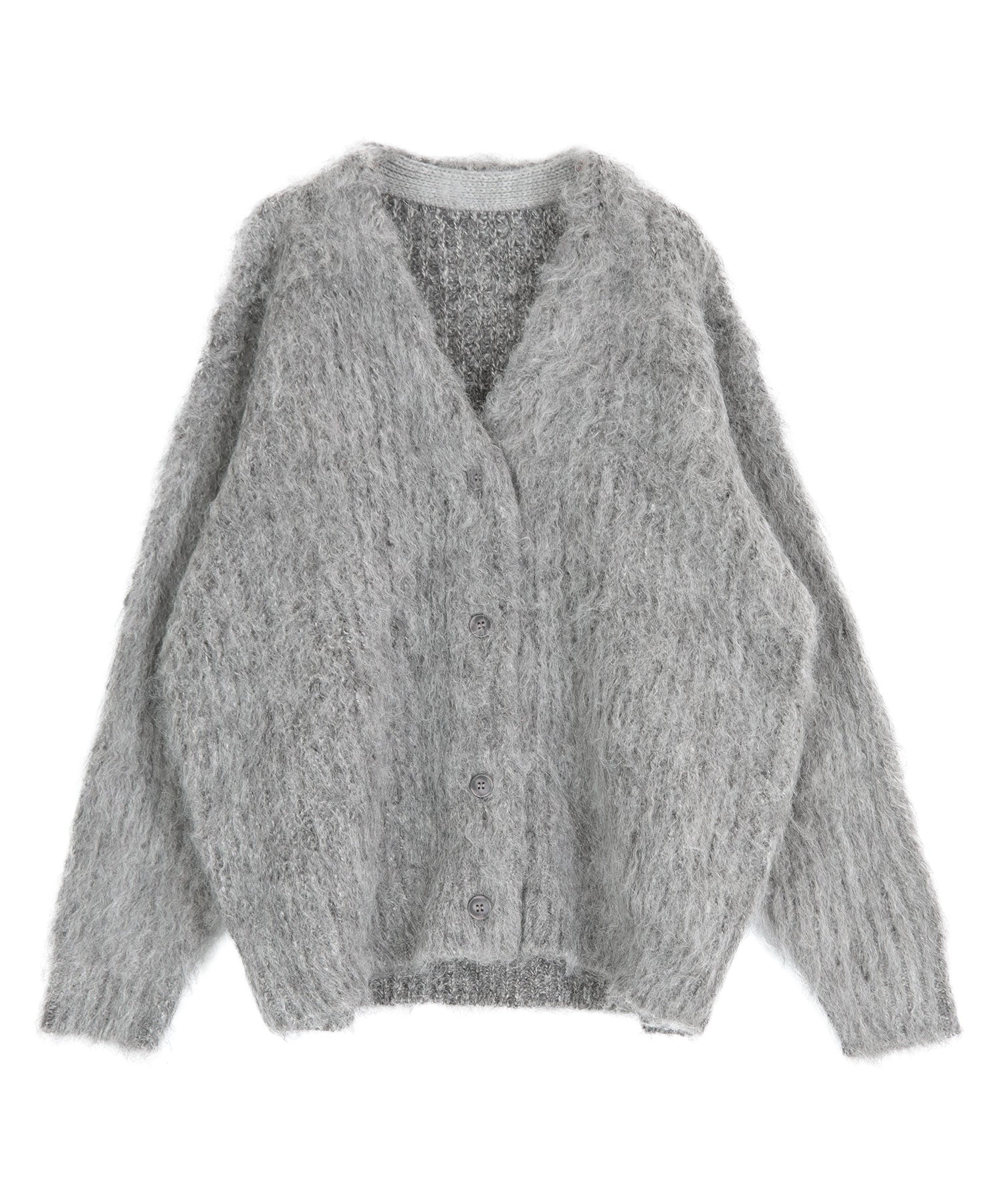 ティティベイト titivate モヘアライクシャギーVネックニットカーディガン （グレー） グレー