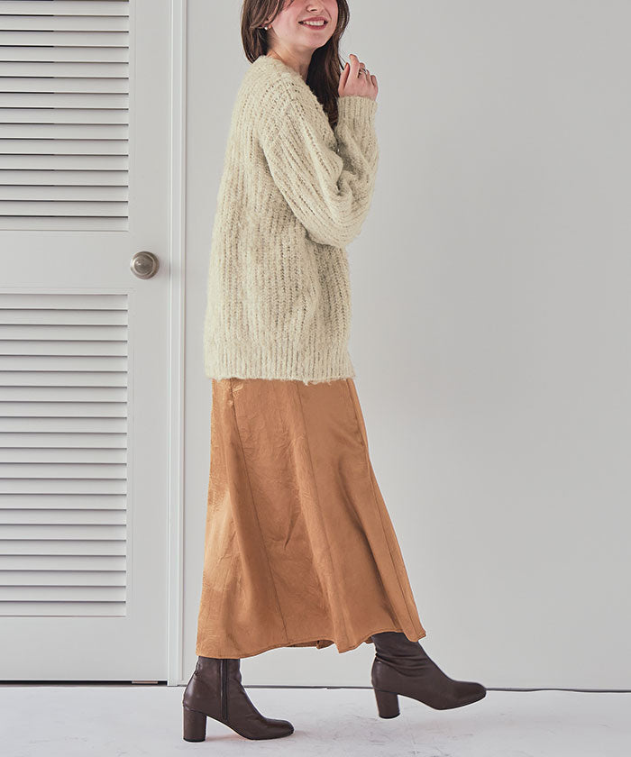 ティティベイト titivate モヘアライクシャギーVネックニットカーディガン （グレー） グレー