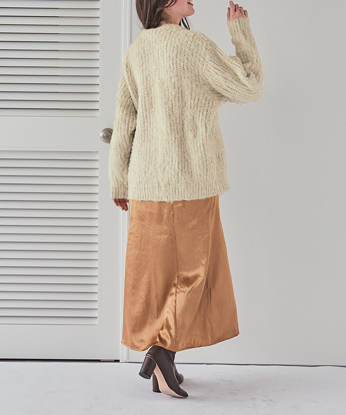 ティティベイト titivate モヘアライクシャギーVネックニットカーディガン （グレー） グレー