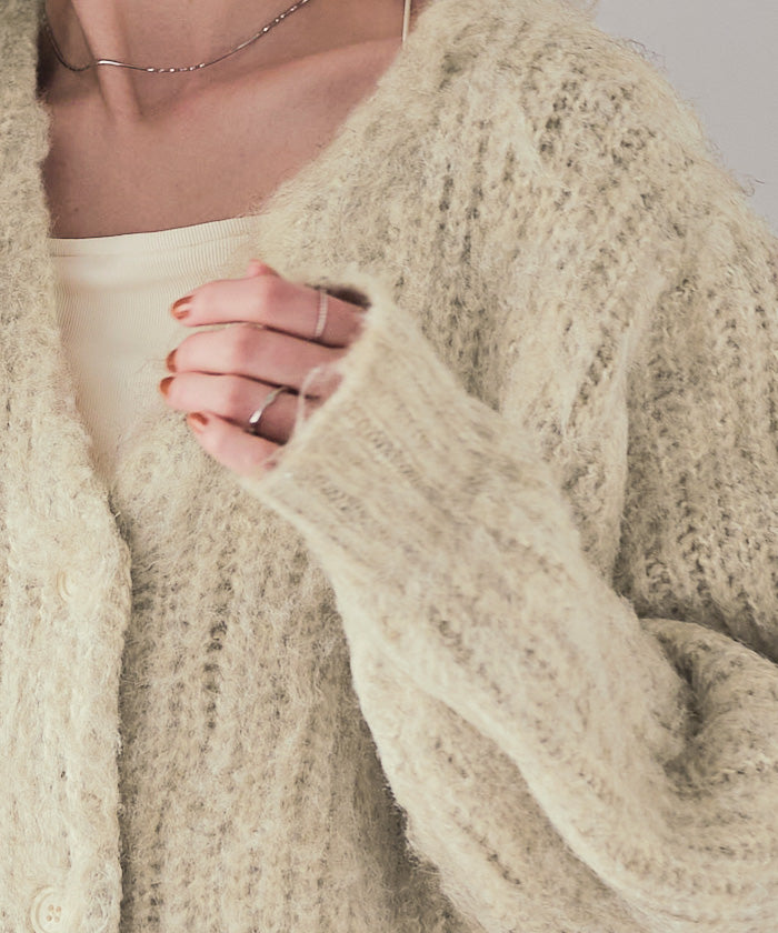 ティティベイト titivate モヘアライクシャギーVネックニットカーディガン （グレー） グレー