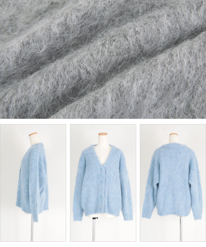 ティティベイト titivate モヘアライクシャギーVネックニットカーディガン （グレー） グレー