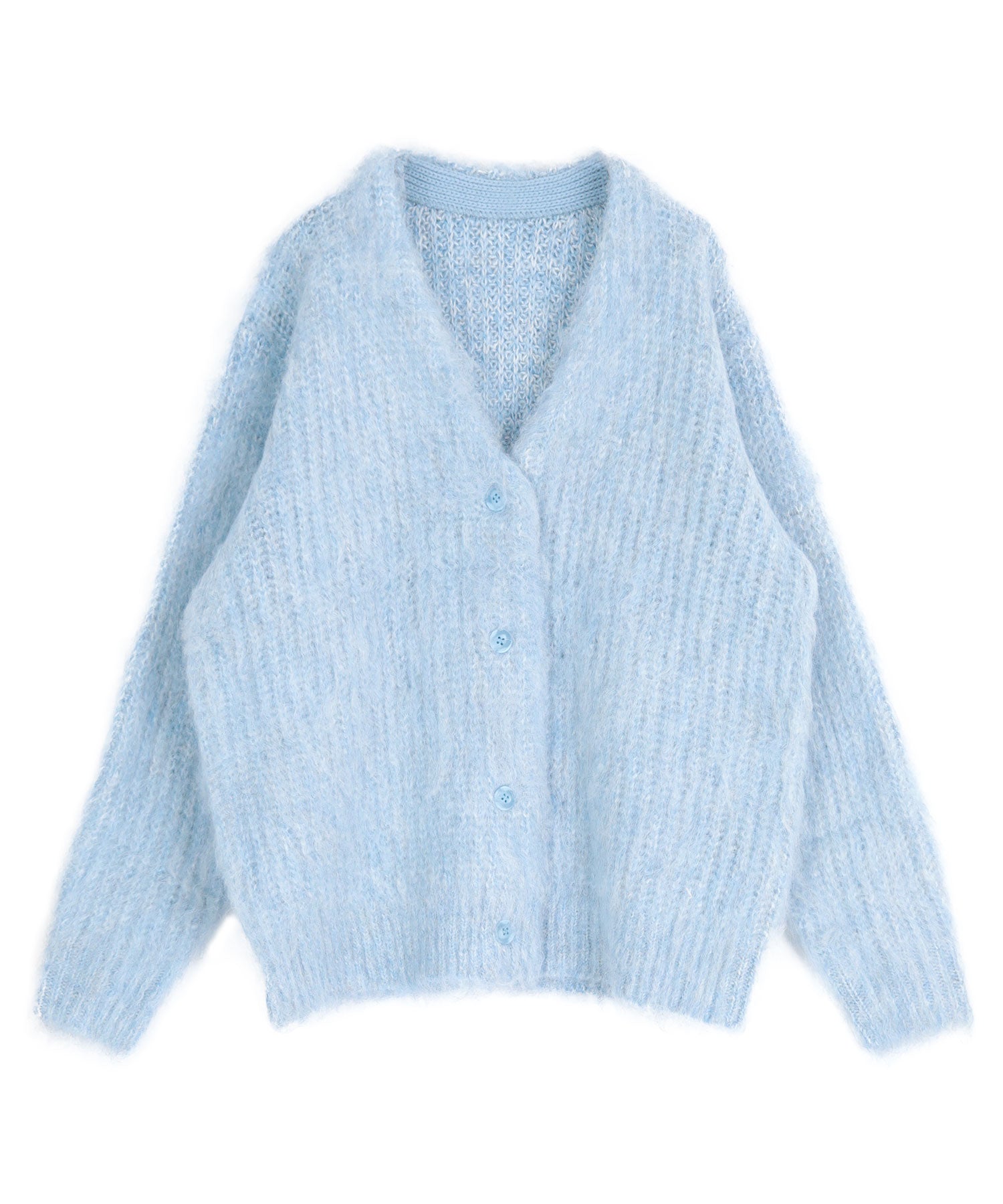 ティティベイト titivate モヘアライクシャギーVネックニットカーディガン （ブルー） ブルー