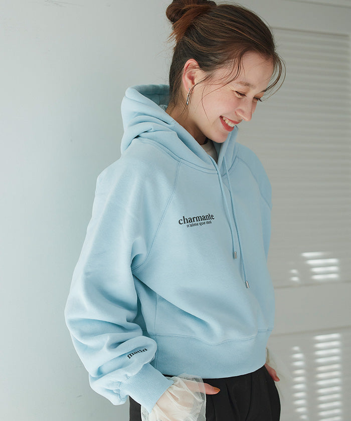 ティティベイト titivate 裏起毛ロゴショートフード付きプルオーバー （ライトブルー） ライトブルー