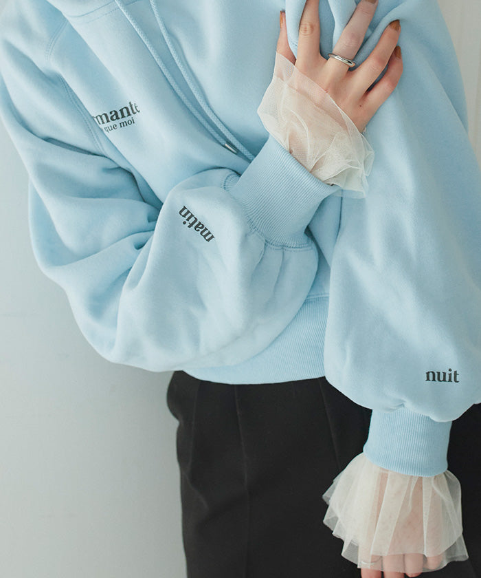 ティティベイト titivate 裏起毛ロゴショートフード付きプルオーバー