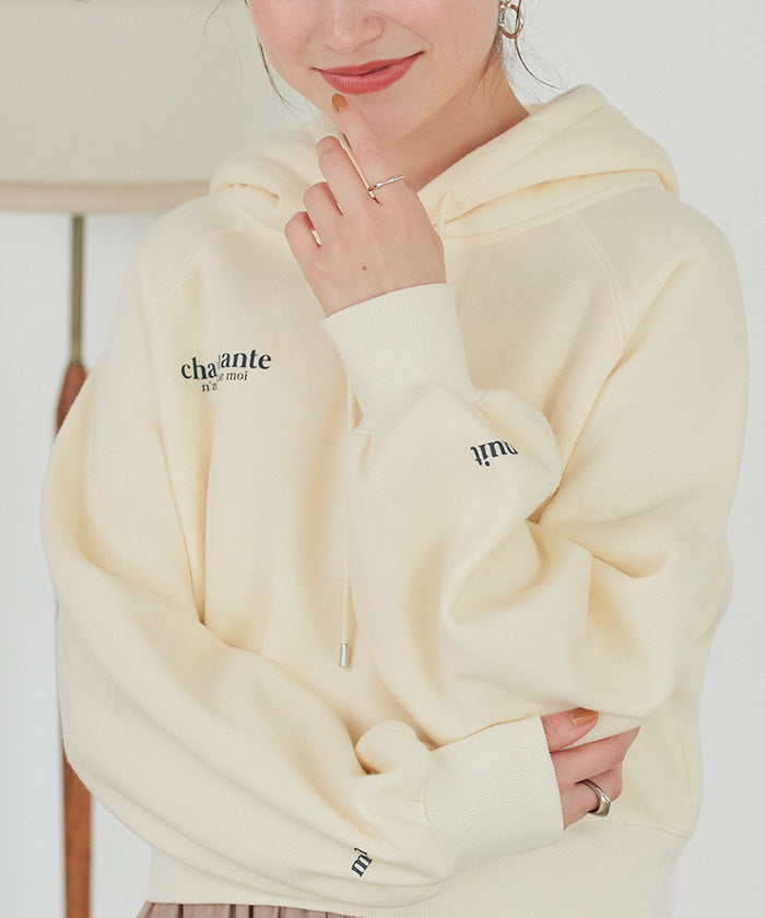 ティティベイト titivate 裏起毛ロゴショートフード付きプルオーバー