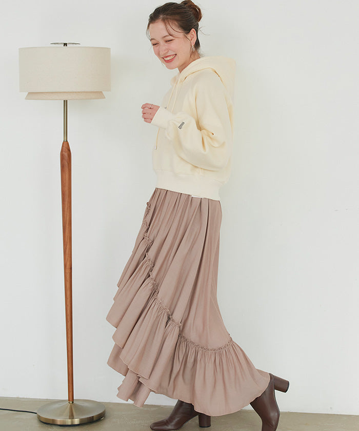 ティティベイト titivate 裏起毛ロゴショートフード付きプルオーバー