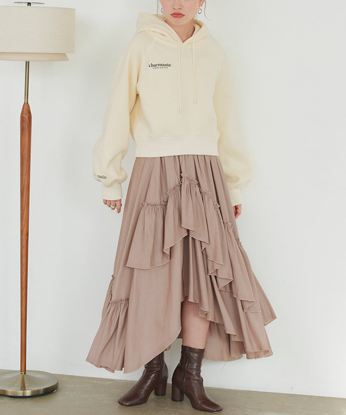 ティティベイト titivate 裏起毛ロゴショートフード付きプルオーバー