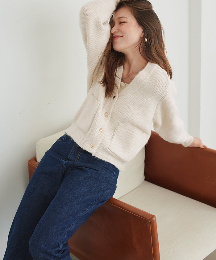 ティティベイト titivate ポケット付きVネックニットカーディガン （ライトブルー） ライトブルー