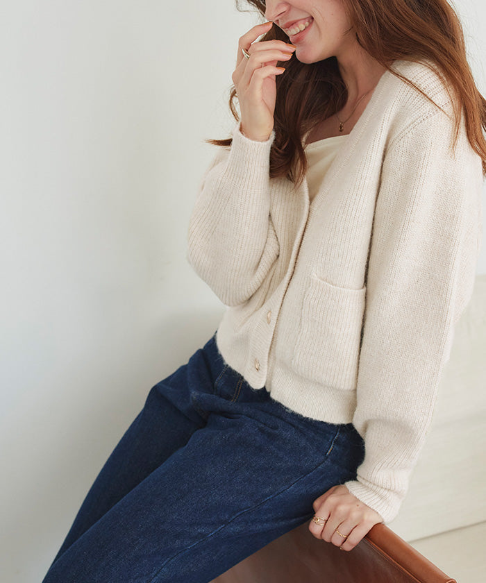 ティティベイト titivate ポケット付きVネックニットカーディガン （ライトブルー） ライトブルー