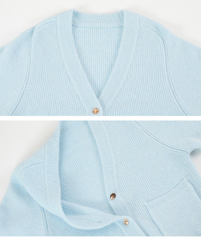 ティティベイト titivate ポケット付きVネックニットカーディガン （ライトブルー） ライトブルー
