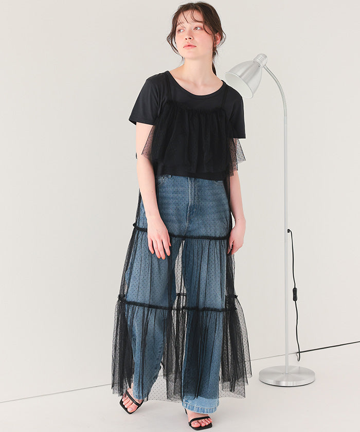 ティティベイト titivate チュールフリルキャミワンピース （ブラック） ブラック