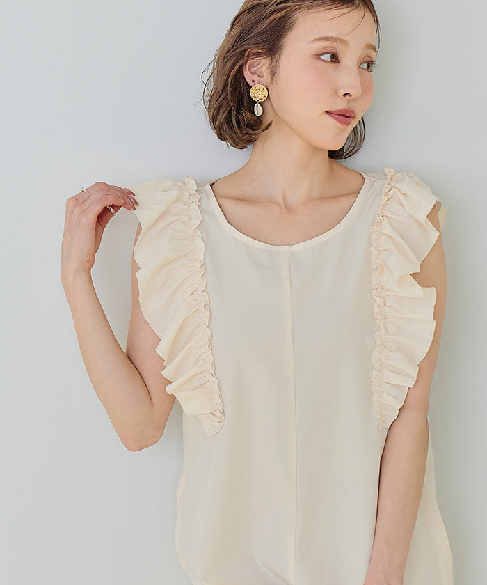 ティティベイト titivate ショルダーフリルオールインワン/ワンピース水着【返品不可商品】 （バニラ/ライトブラウン） バニラ/ライトブラウン