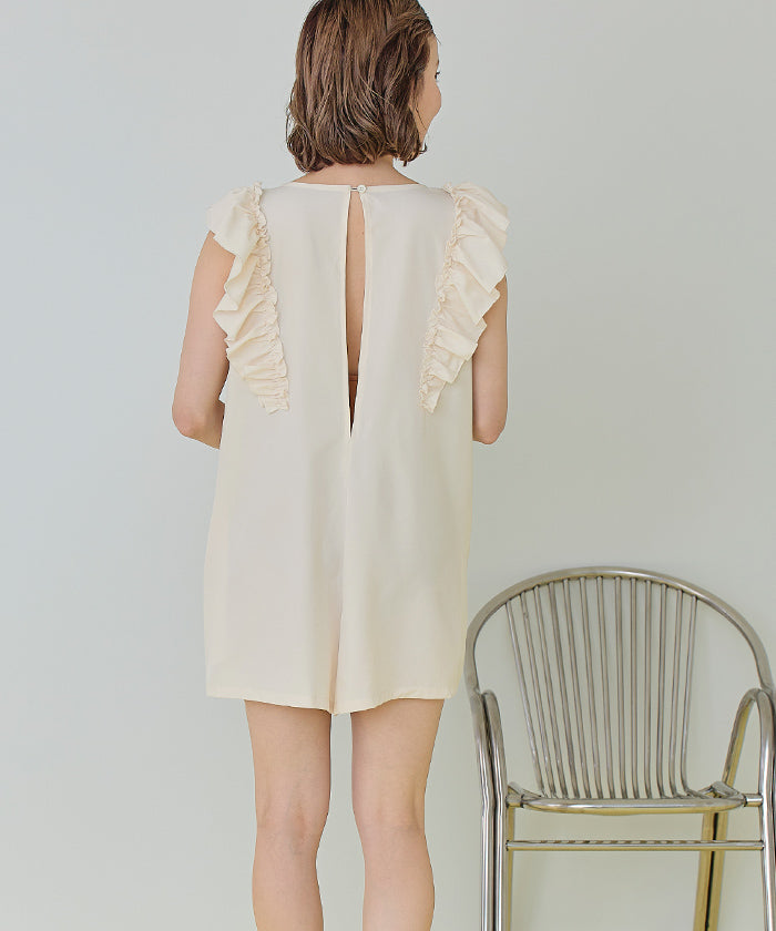 ティティベイト titivate ショルダーフリルオールインワン/ワンピース水着【返品不可商品】 （バニラ/ライトブラウン） バニラ/ライトブラウン