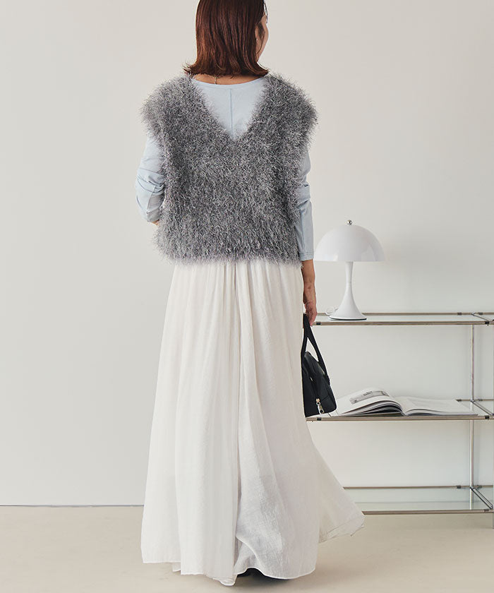 ティティベイト titivate 前後2wayVネックシャギーニットベスト （ブラック） ブラック