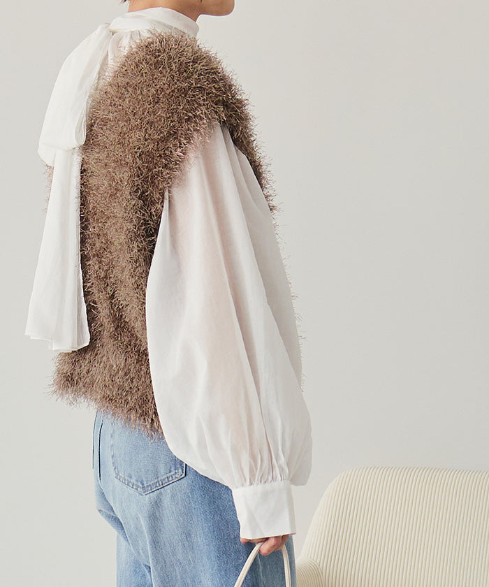 ティティベイト titivate 前後2wayVネックシャギーニットベスト （ブラック） ブラック