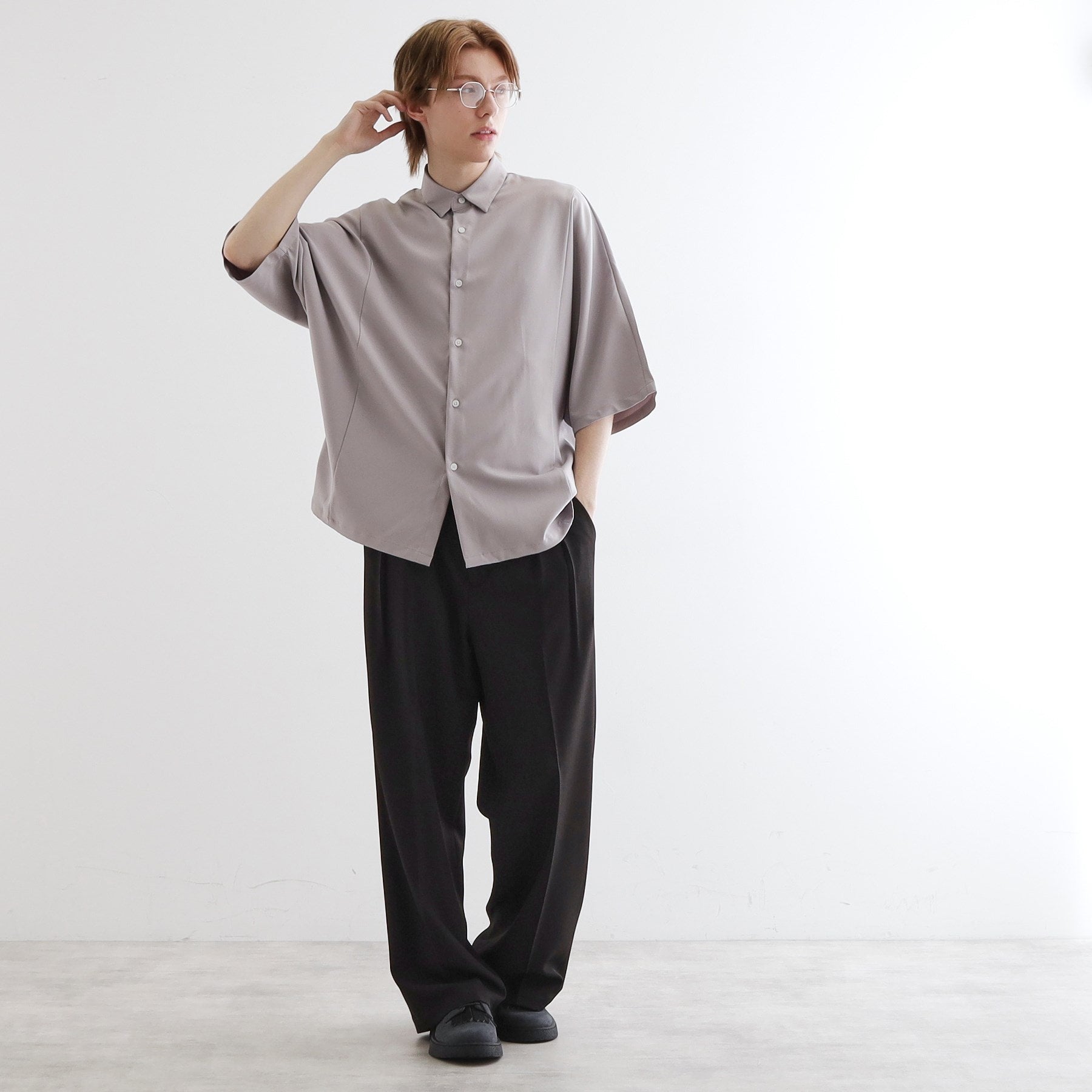 ティーケー タケオ キクチ tk.TAKEO KIKUCHI 配色ドルマンシャツ （ライトグレー(011)） ライトグレー(011)