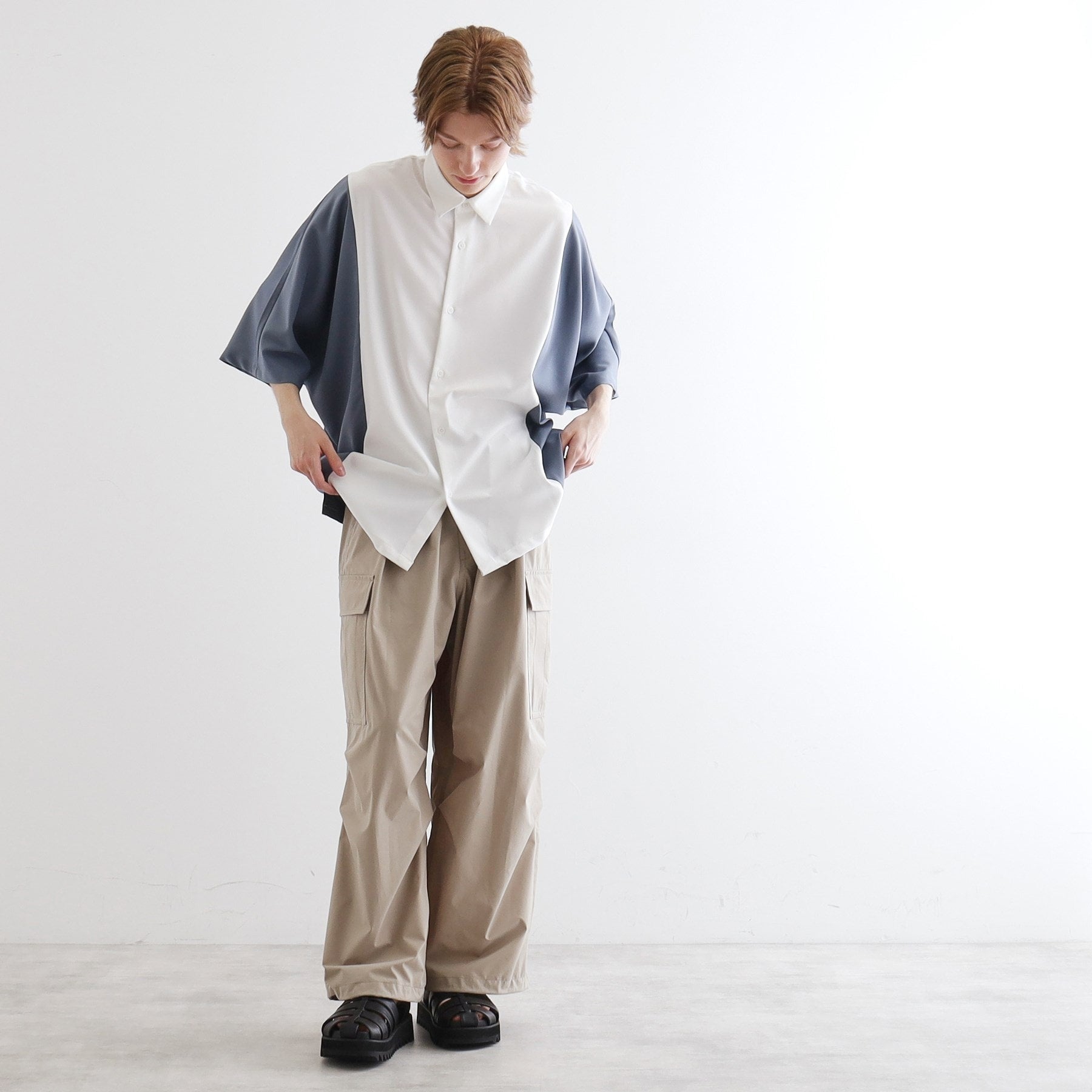 ティーケー タケオ キクチ tk.TAKEO KIKUCHI 配色ドルマンシャツ （ライトグレー(011)） ライトグレー(011)