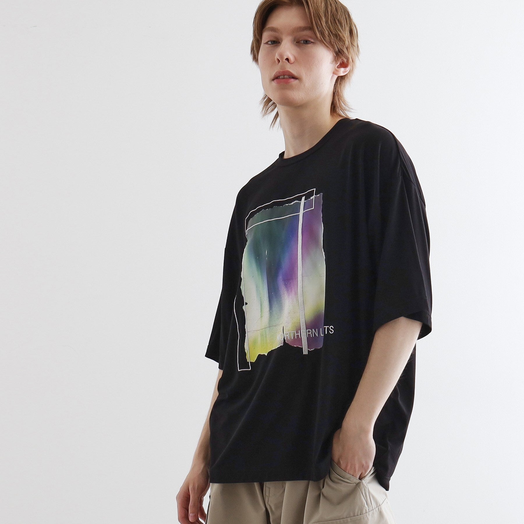 tk.TAKEO KIKUCHI tk.TAKEO KIKUCHI Aurora Print Draped T-Shirt