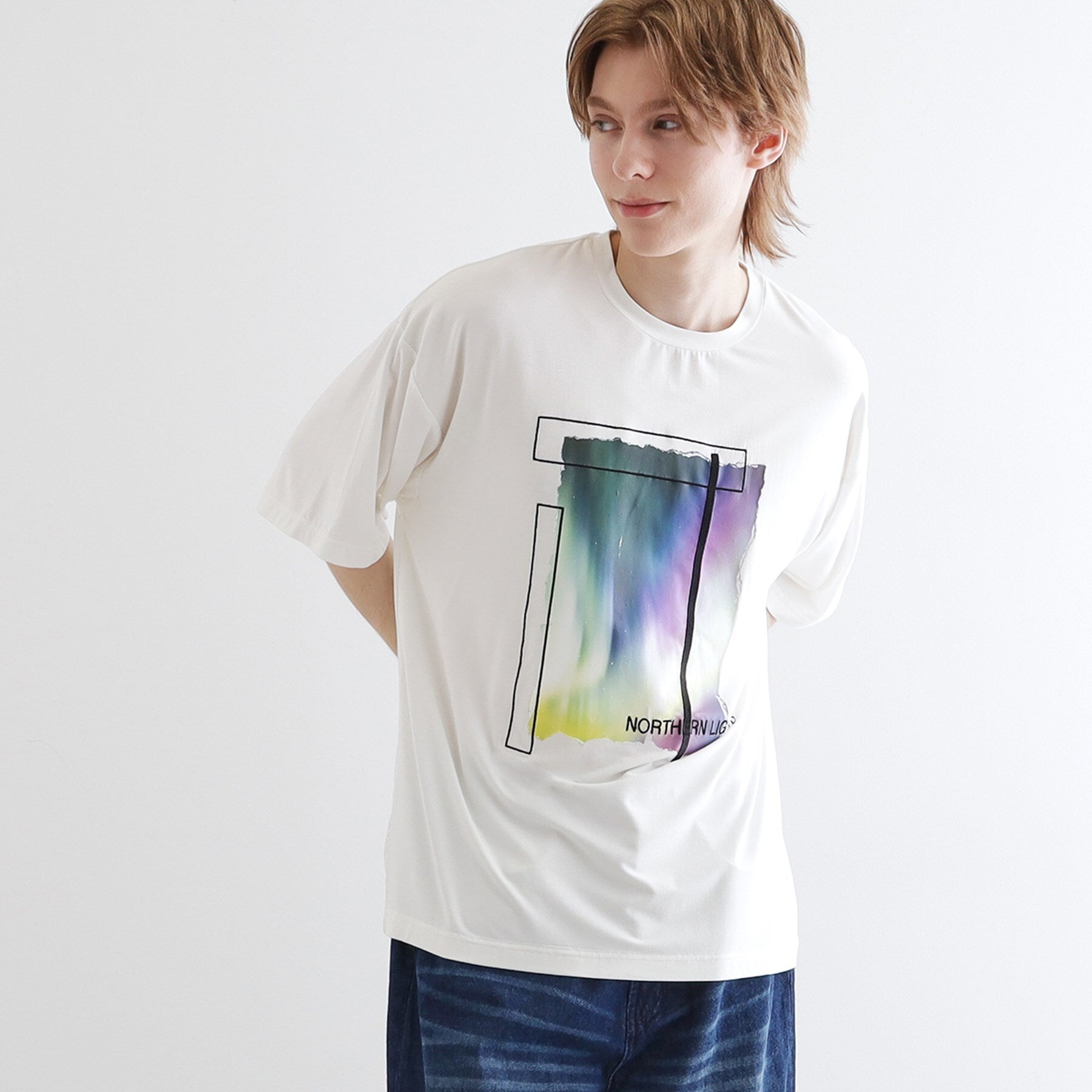 tk.TAKEO KIKUCHI tk.TAKEO KIKUCHI Aurora Print Draped T-Shirt