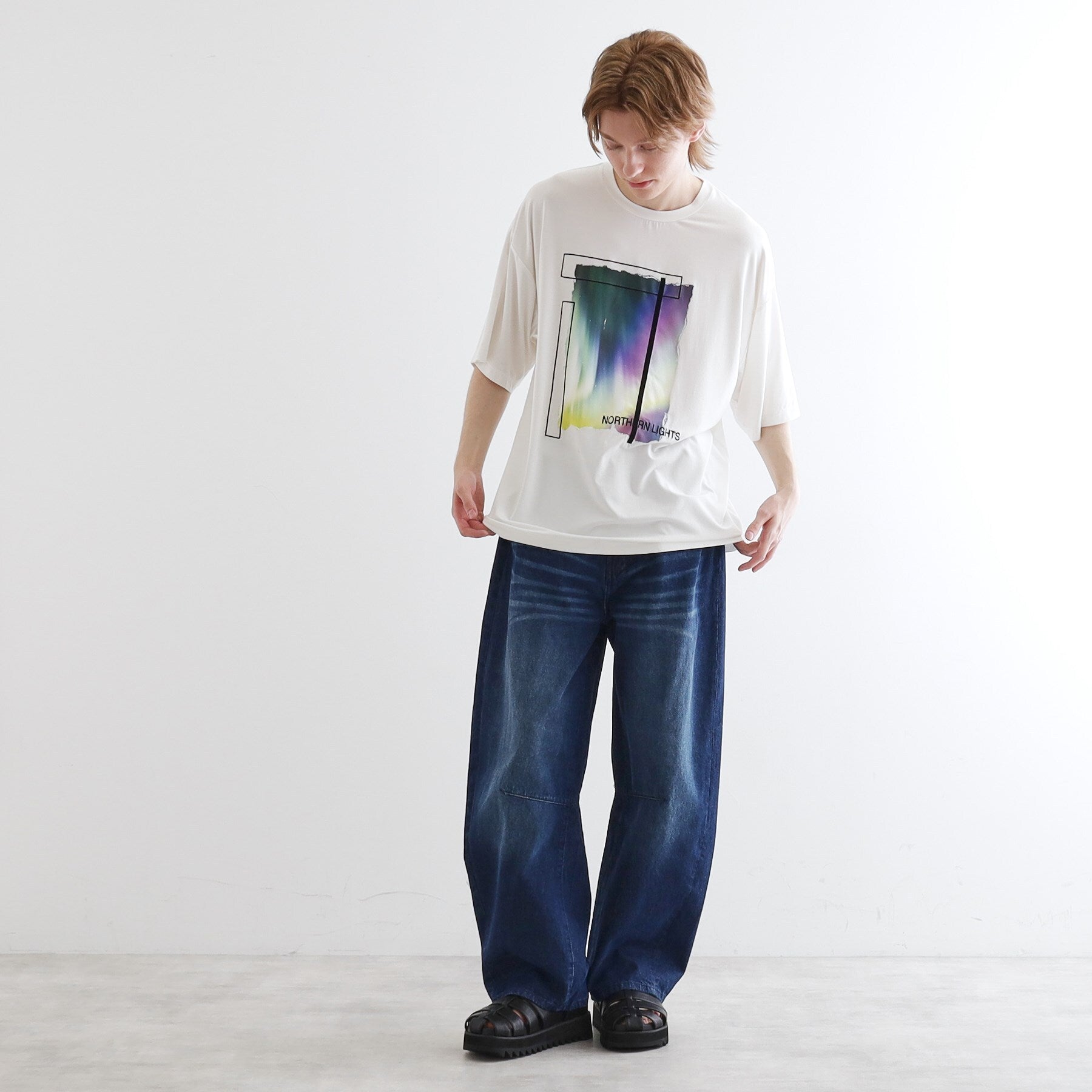 tk.TAKEO KIKUCHI tk.TAKEO KIKUCHI Aurora Print Draped T-Shirt