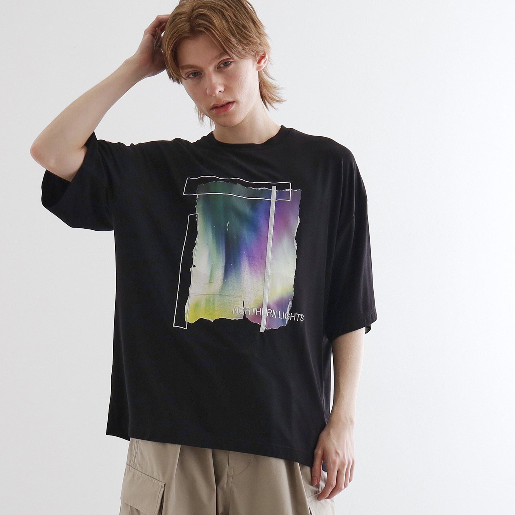 tk.TAKEO KIKUCHI tk.TAKEO KIKUCHI Aurora Print Draped T-Shirt