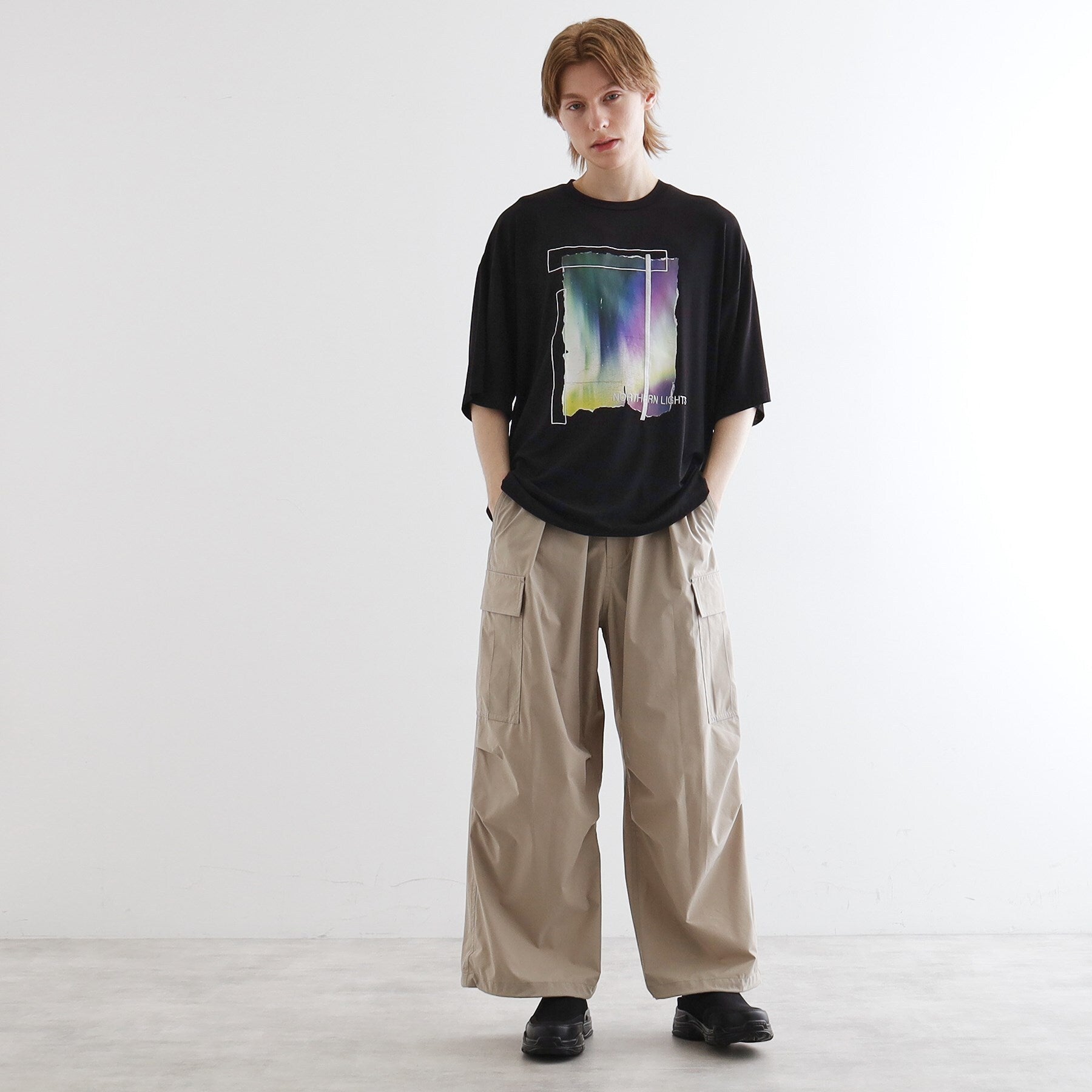 tk.TAKEO KIKUCHI tk.TAKEO KIKUCHI Aurora Print Draped T-Shirt