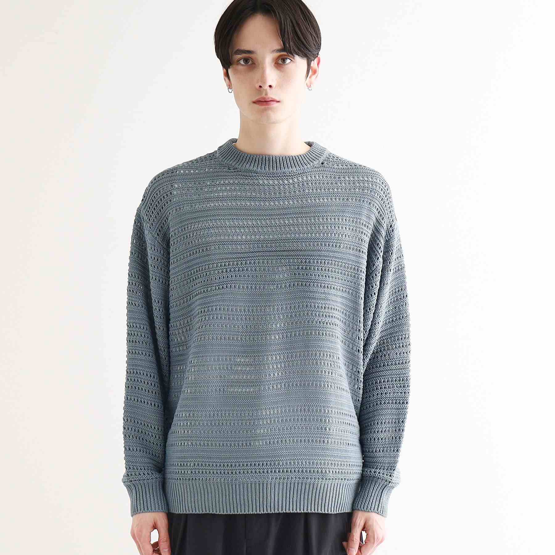 ティーケー タケオ キクチ tk.TAKEO KIKUCHI 透かしクルーニット （チャコールグレー(014)） チャコールグレー(014)